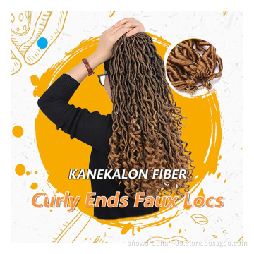 Julianna Goddess Faux Locs Curly Ends Crochet Braids Soft Faux Loc Crochet Braid Hair Wavy Prestretched Synthetic Braiding Hair